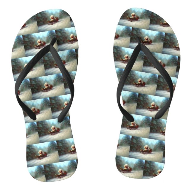 Poodle Weihnachtsschnee Winter Flip Flops (Fußbett)