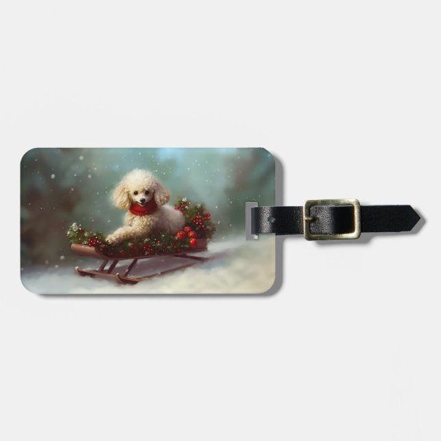 Poodle Weihnachtsschnee Winter Gepäckanhänger (Vorderseite horizontal)
