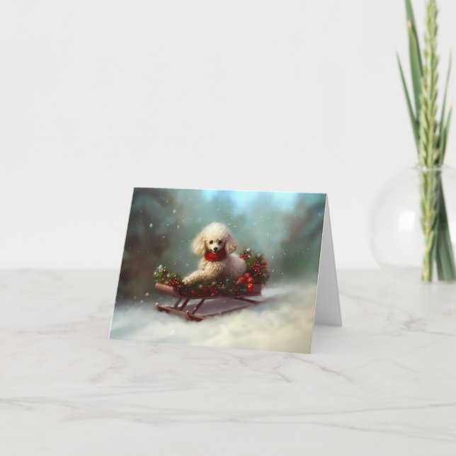 Poodle Weihnachtsschnee Winter Karte (Vorderseite)