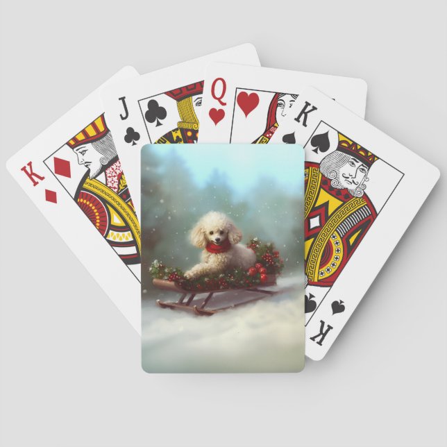 Poodle Weihnachtsschnee Winter Spielkarten (Rückseite)