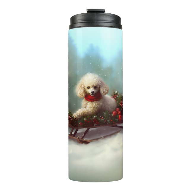 Poodle Weihnachtsschnee Winter Thermosbecher (Vorderseite)