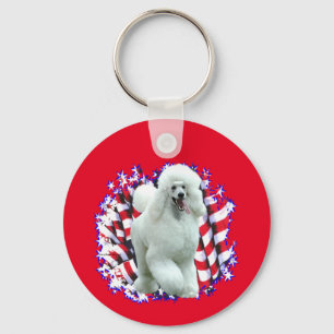 Poodle (weiß) Patriot Schlüsselanhänger