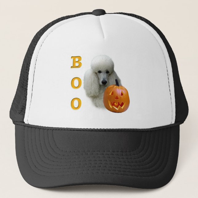 Poodle (weiß überzogen) Boo Truckerkappe (Vorderseite)
