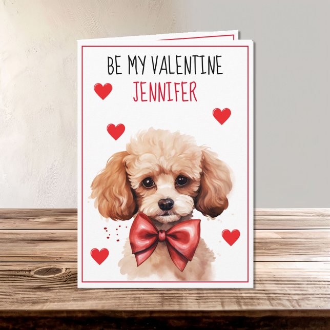 Poodle Welpen Hund I Woof You Valentine Karte (Von Creator hochgeladen)