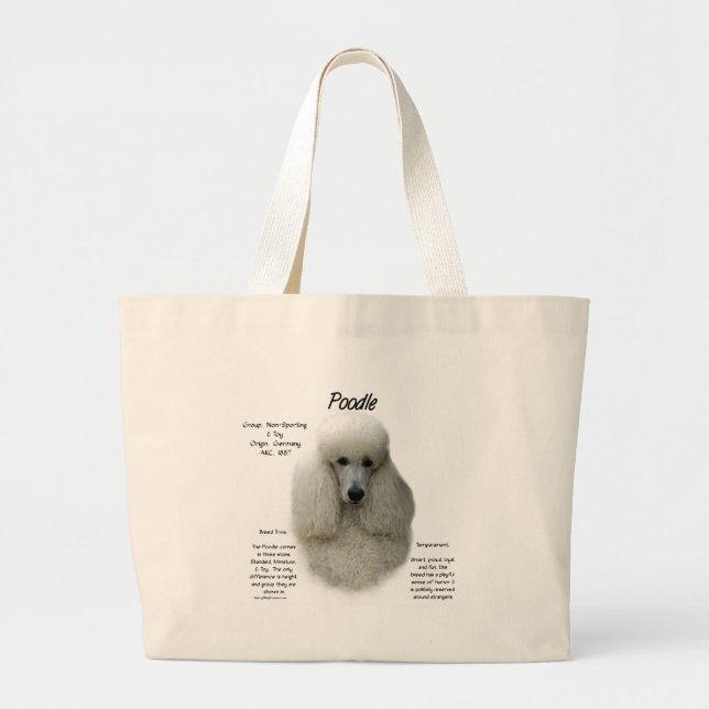 Poodle (wht) History Design Jumbo Stoffbeutel (Vorne)