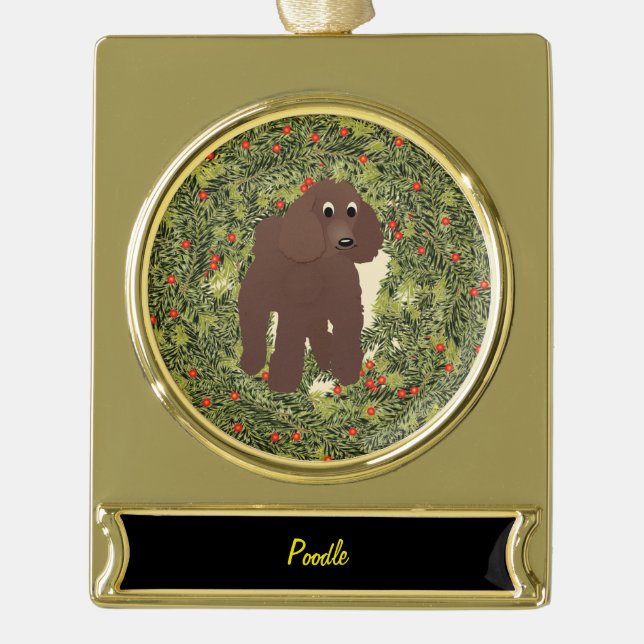 Poodle Wreath Banner-Ornament Gold (Vorderseite)