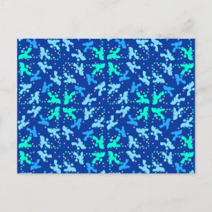 Poodles blaues Punktmuster Postkarte