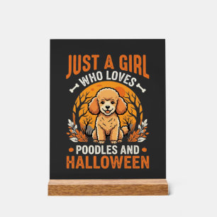 Poodles Halloween Mädchen Hunde Liebhaber Design_1 Acrylschild