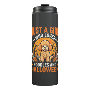 Poodles Halloween Mädchen Hunde Liebhaber Design_1 Thermosbecher