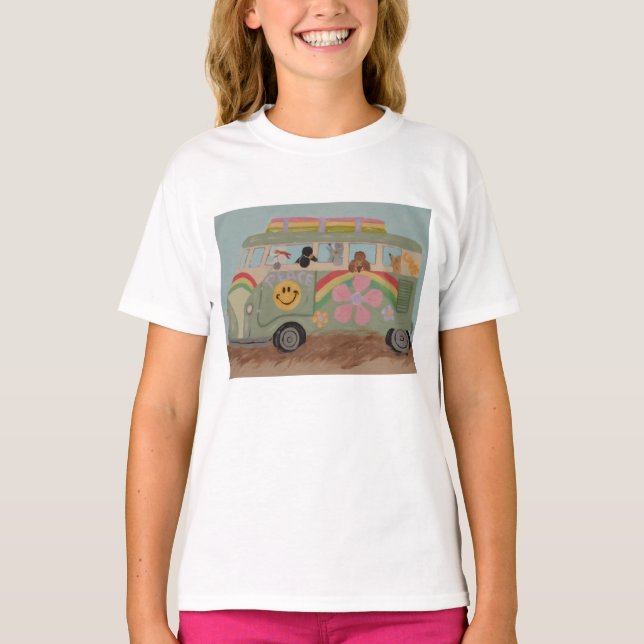 Poodles in Hippy Van T-Shirt (Vorderseite)