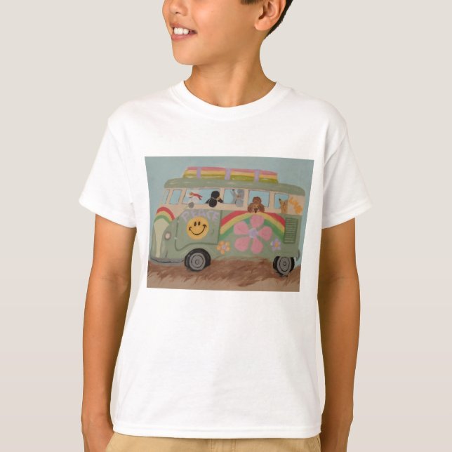 Poodles in Hippy Van T-Shirt (Vorderseite)