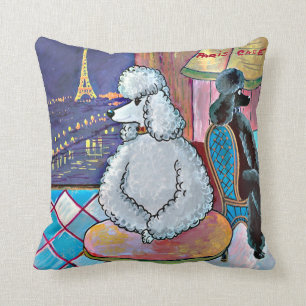 Poodles in Paris Impressionistische Malerei Kissen