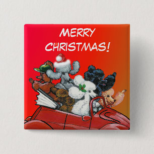 Poodles in Rotem Konvertible Weihnachten Button