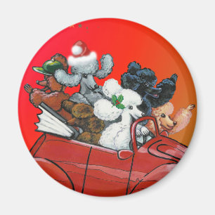 Poodles in Rotem Konvertible Weihnachten Magnet