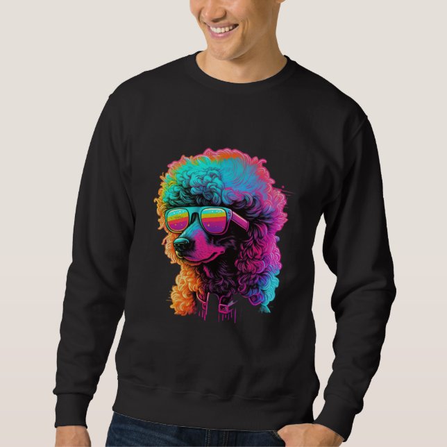 Poodles Retro Glitch Synthwave Sweatshirt (Vorderseite)