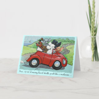 Poodles Vintage Konvertible-Scripterkarte Karte