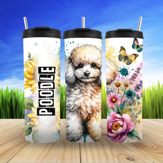 Poodle's Watercolor Garden Thermosbecher (Von Creator hochgeladen)