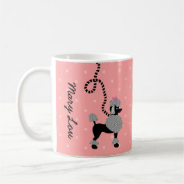 Poodrock Retro Rosa und Schwarzer 50er Personalisi Kaffeetasse