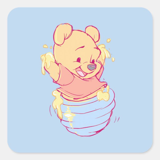 Pooh Quadratischer Aufkleber (Vorderseite)
