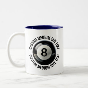 Pool 8 Ball & Mittelgroßer Text NAVY BLAU 325ml Cu Zweifarbige Tasse