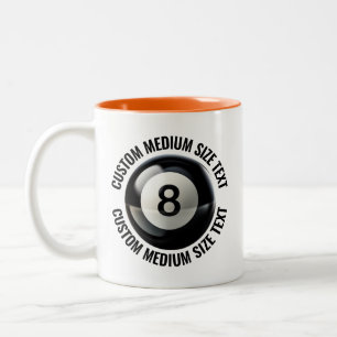 Pool 8 Ball & Mitteltext ORANGE 325ml Custom Zweifarbige Tasse
