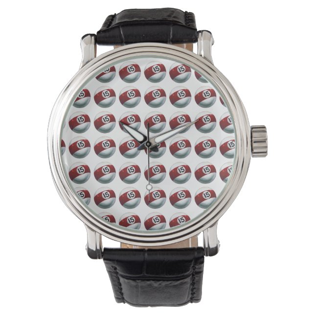 Pool Ball 15 Muster Armbanduhr (Vorderseite)