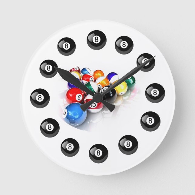 Pool Ball Wall Clock Runde Wanduhr (Vorderseite)