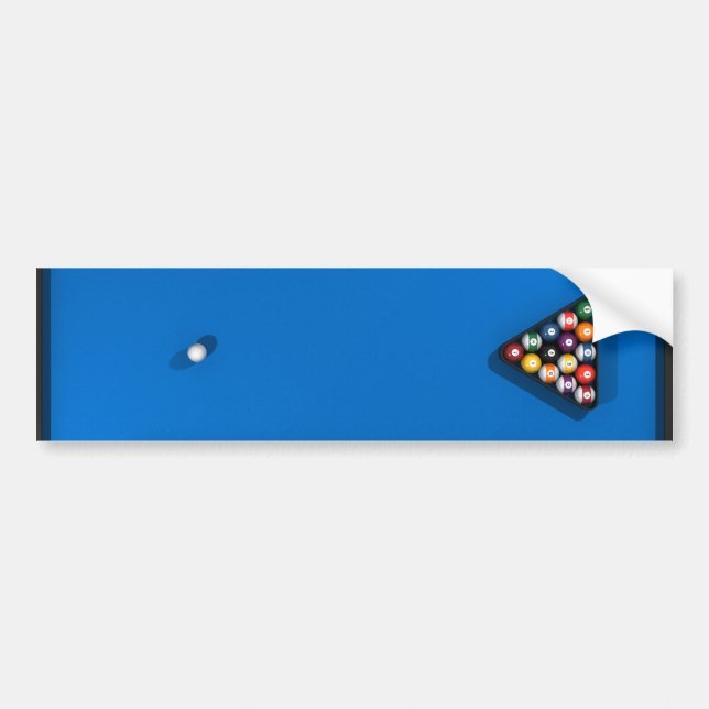 Pool-Bälle auf Blau-Filz-Billard-Tabelle: Autoaufkleber (Vorne)