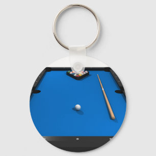 Pool-Bälle auf Blau-Filz-Billard-Tabelle: Schlüsselanhänger