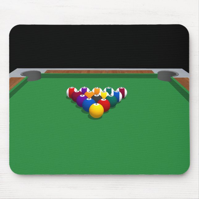 Pool-Bälle auf Tabelle: Modell 3D: Mousepad (Vorne)