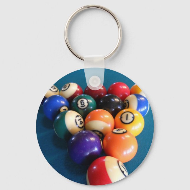 Pool-Balls auf dem Tisch platziert Schlüsselanhänger (Vorderseite)
