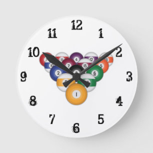 Pool Balls: Wall Clock Runde Wanduhr