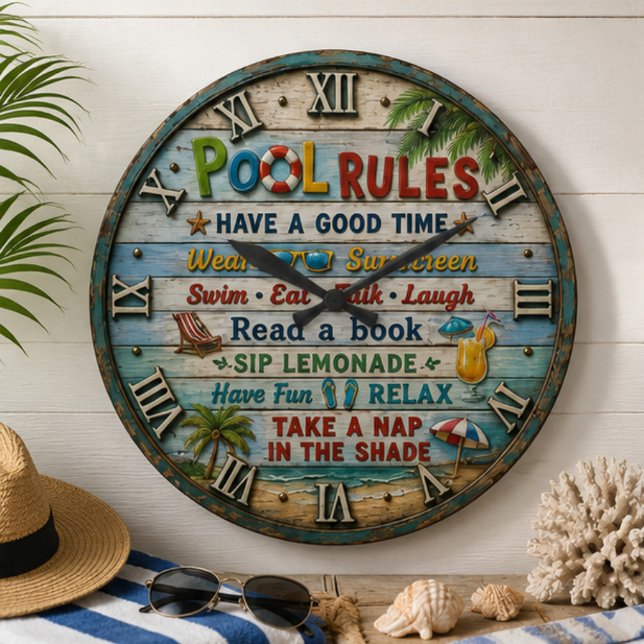 Pool  Beach House  Große Wanduhr (Von Creator hochgeladen)