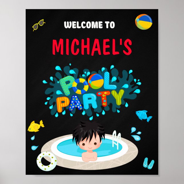 Pool Begrüßung Party Schild Boote Wasserrutsche Po (Vorne)