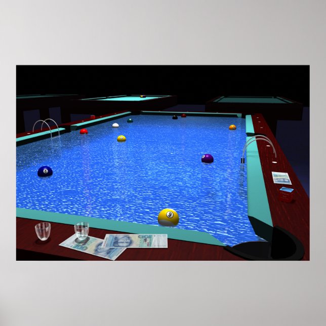 "Pool" - Belle affiche de billard (Devant)