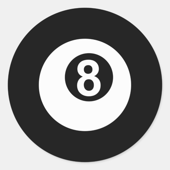 Pool Billard 8 Ball Runder Aufkleber (Vorderseite)