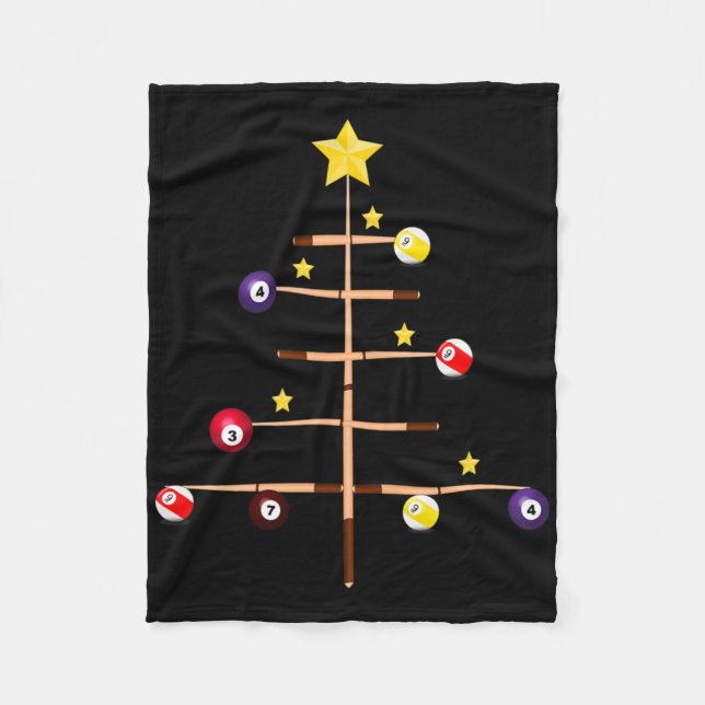 Pool Billard Ll Cue Sport Weihnachtsbaum Fleecedecke (Vorderseite)