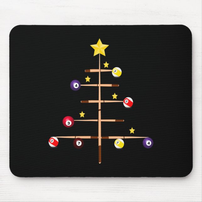 Pool Billard Ll Cue Sport Weihnachtsbaum Mousepad (Vorne)