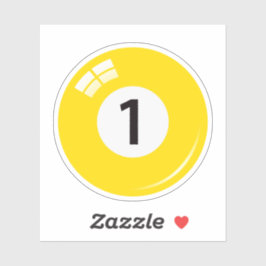 Pool/Billardkugel Nummer eins (1) gelb Aufkleber