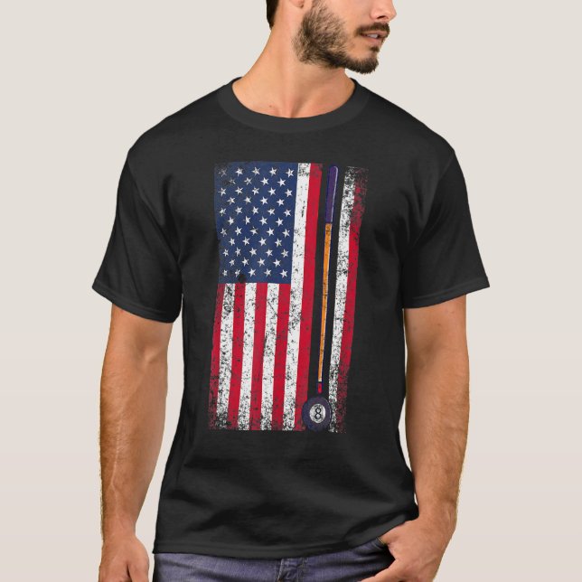 Pool Billiards American Flag Gift T-Shirt (Vorderseite)