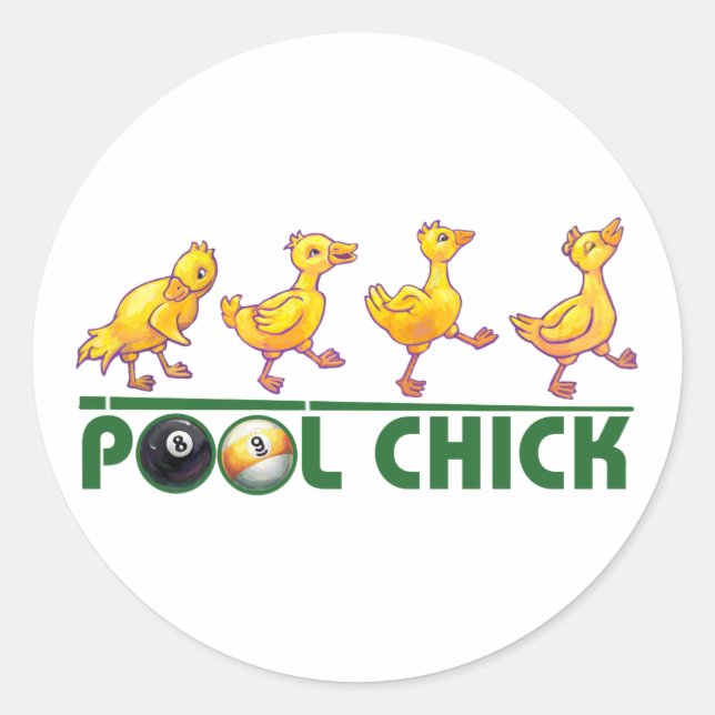 Pool Chick Runder Aufkleber (Vorderseite)