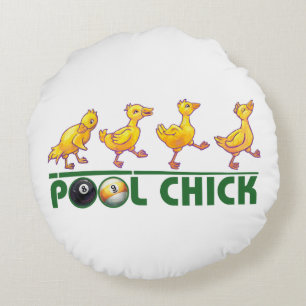 Pool Chick Rundes Kissen