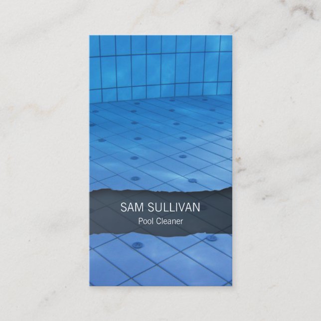 Pool Cleaner Blue Water Business Card Visitenkarte (Vorderseite)