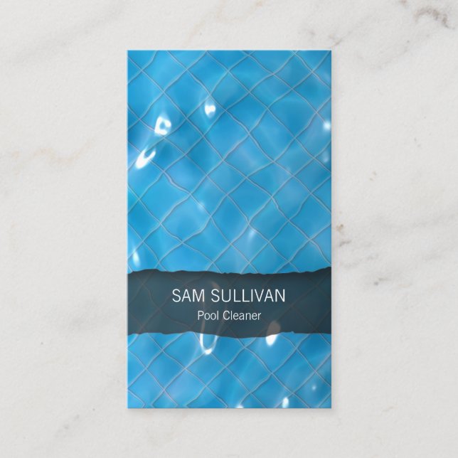 Pool Cleaner Blue Water Business Card Visitenkarte (Vorderseite)