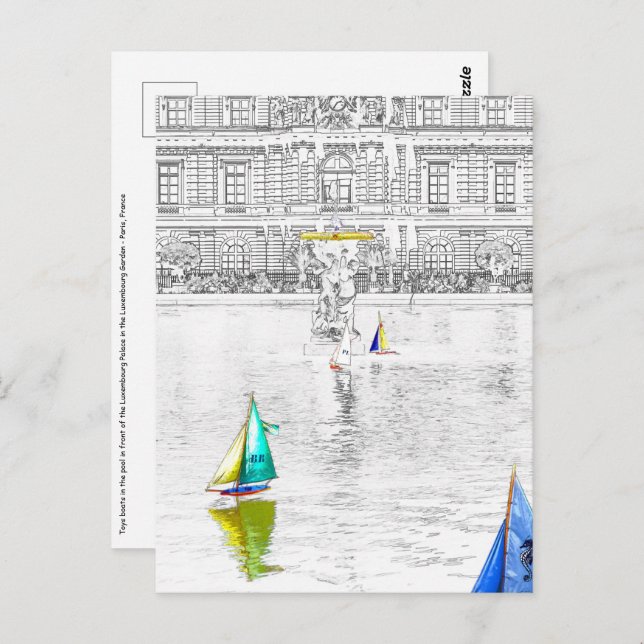 Pool des Luxembourg Garden - Paris Postkarte (Vorne/Hinten)
