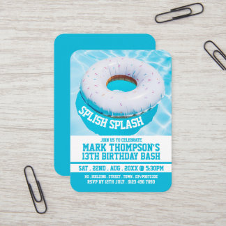 Pool Doughnut, Pool Party Geburtstag Handout Ticke Visitenkarte