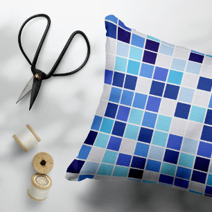 Pool Fliesen, Blaue Mosaikfliesen, Geometrisches M Dekokissen