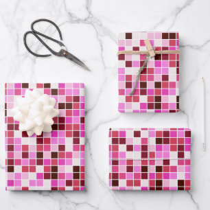 Pool Fliesen, rosa Mosaikfliesen, geometrisches Mu Geschenkpapier Set