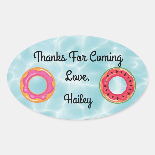 Pool Floatie Party Vielen Dank Sticker (Vorderseite)