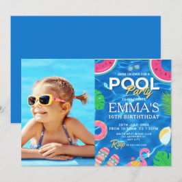 Pool Foto Geburtstagsparty Einladung